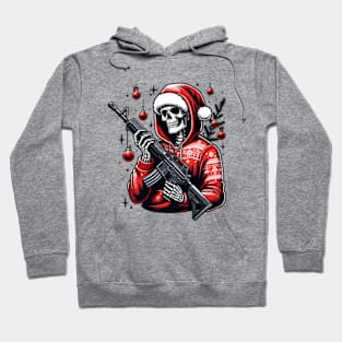 Christmas skull  Funny Skeleton Santa Hoodie